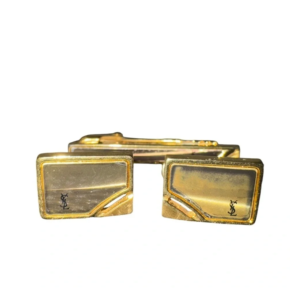 YSL Vintage Cuff Links and Tie Clip Set